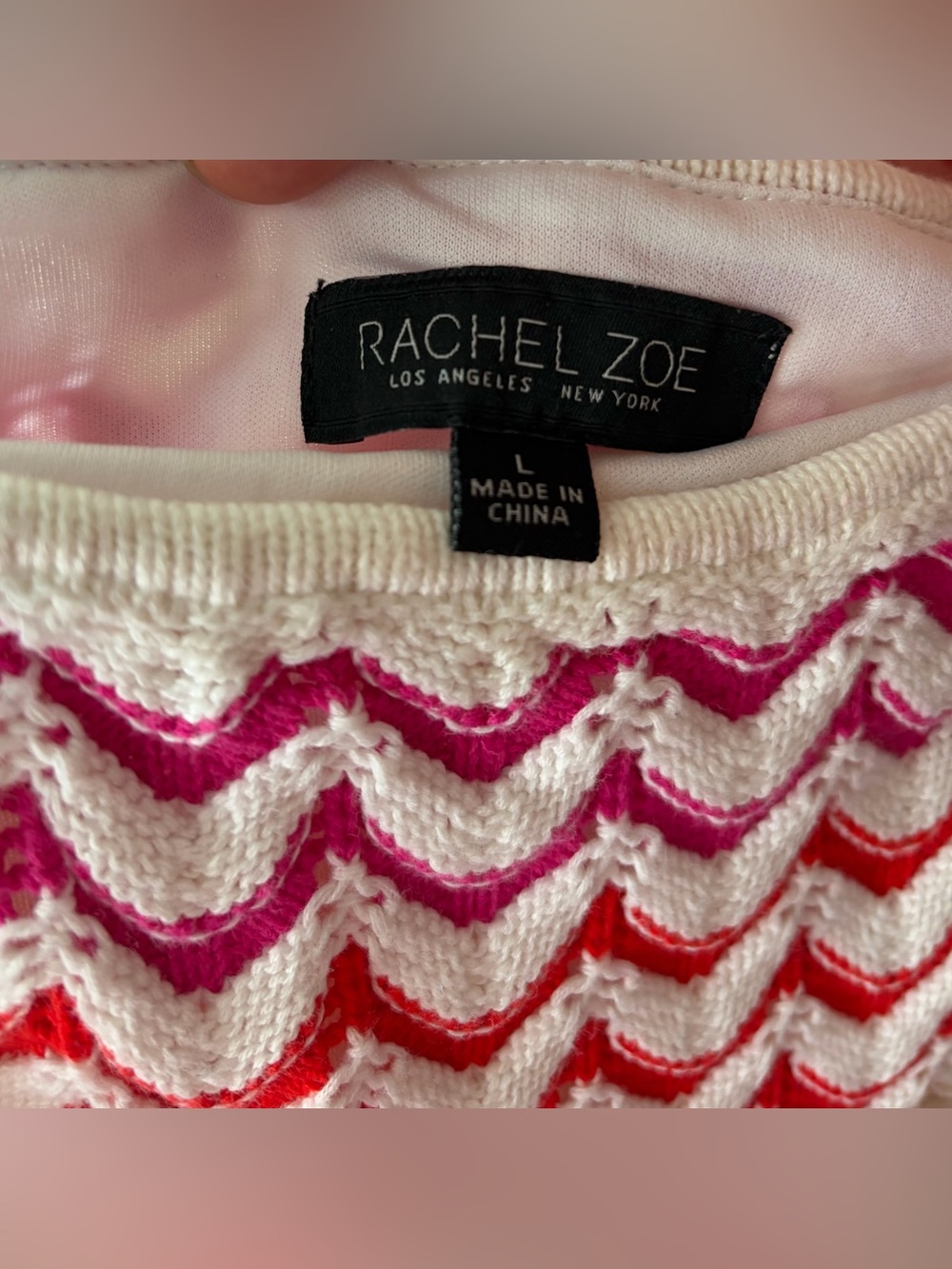 Rachel Zoe Crochet Cotton Zigzag Lined Maxi Dress Resort Vacation Boho Sz L - Picture 2 of 8